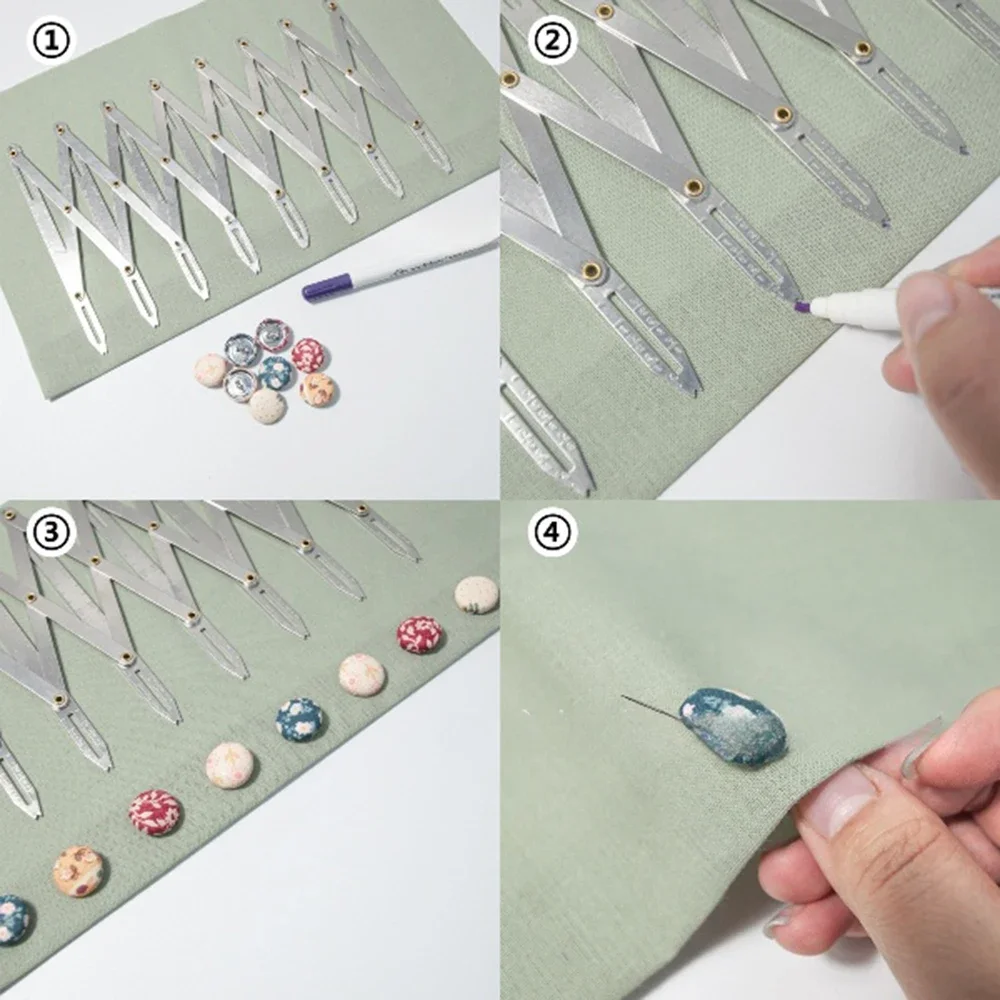 Sewing Gauge Ruler - ขยายเกจอุปกรณ์เย็บผ้า Iquidistant ไม้บรรทัดเย็บ Iquidistant ไม้บรรทัดปุ่มตําแหน่งไม้บรรทัด Retractable