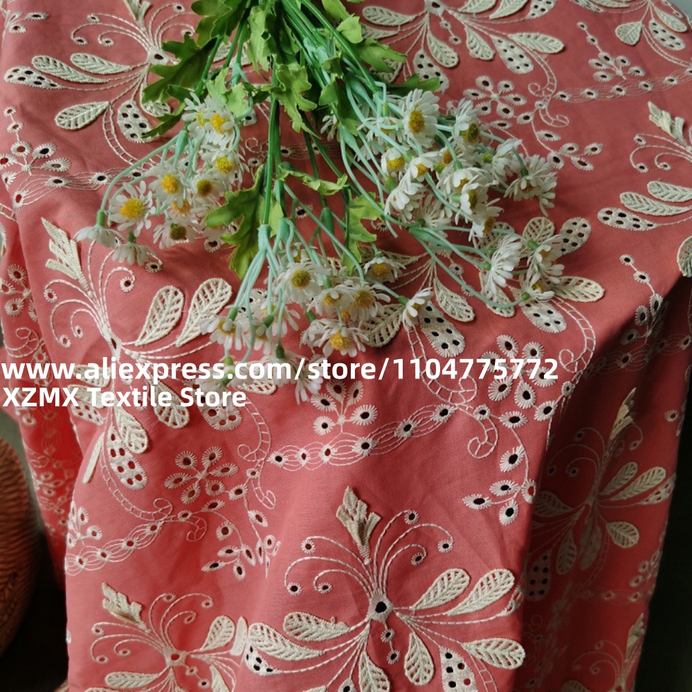 ผ้าปักลายดอกไม้ 3 มิติ สีพื้นแ - Vintage Sewing Textile บทวิจารณ์และราคา
