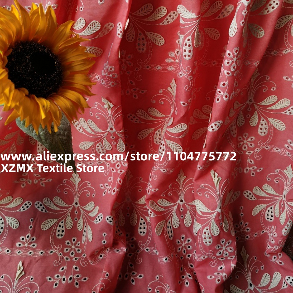 ผ้าปักลายดอกไม้ 3 มิติ สีพื้นแ - Vintage Sewing Textile บทวิจารณ์และราคา