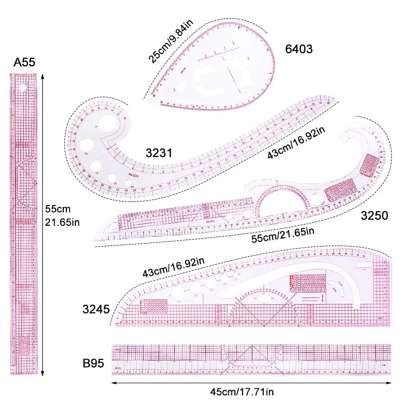 6PCS French Curve ไม้บรรทัด So - Sewing Gauge Ruler บทวิจารณ์และราคา